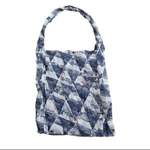 Free People Geometric Linen Tote Bag Boho Shoulder Bag One Size